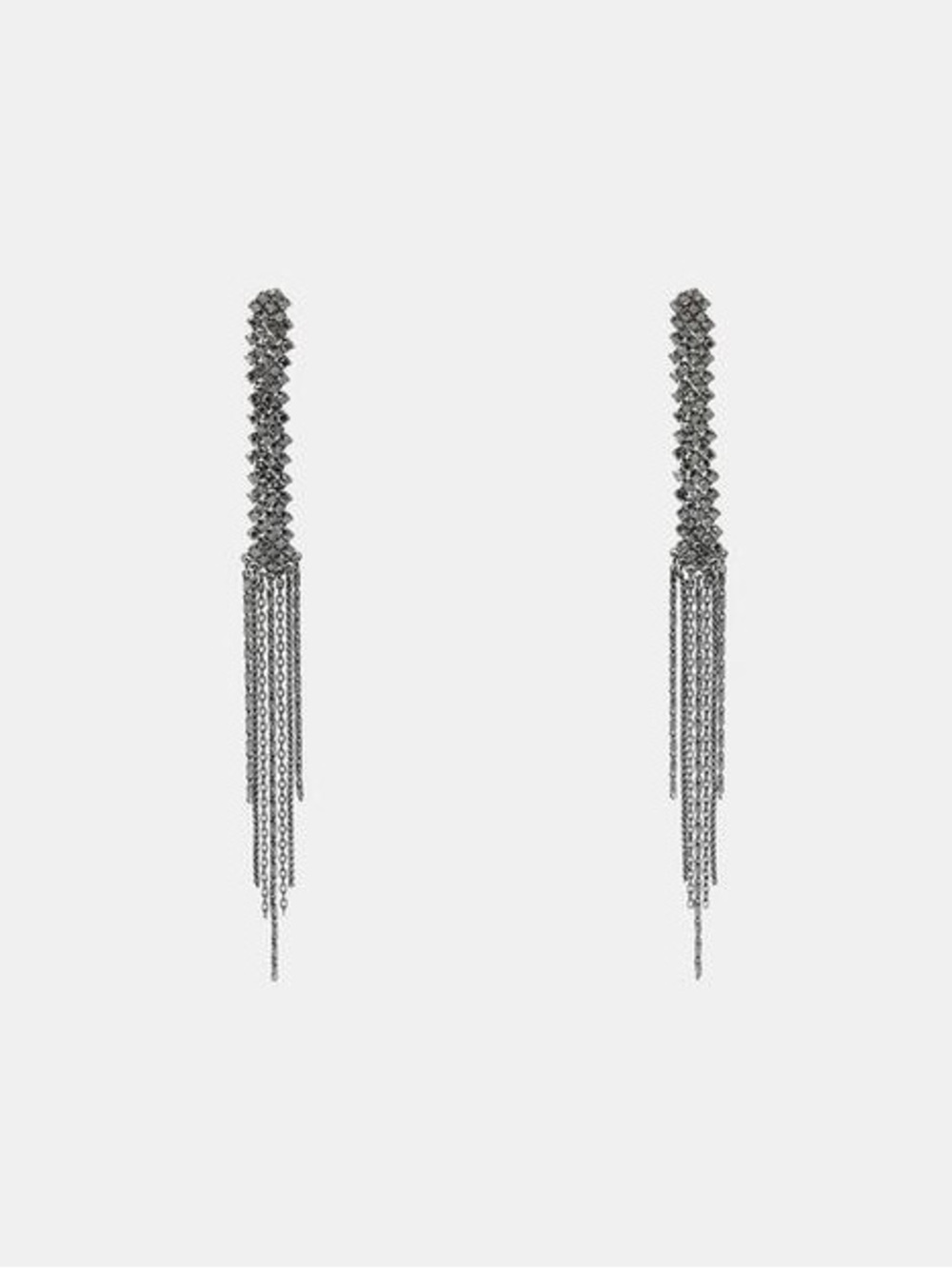 NWOT. Zara Anthracite Grey Long Earrings with Shimmer Appliqués.